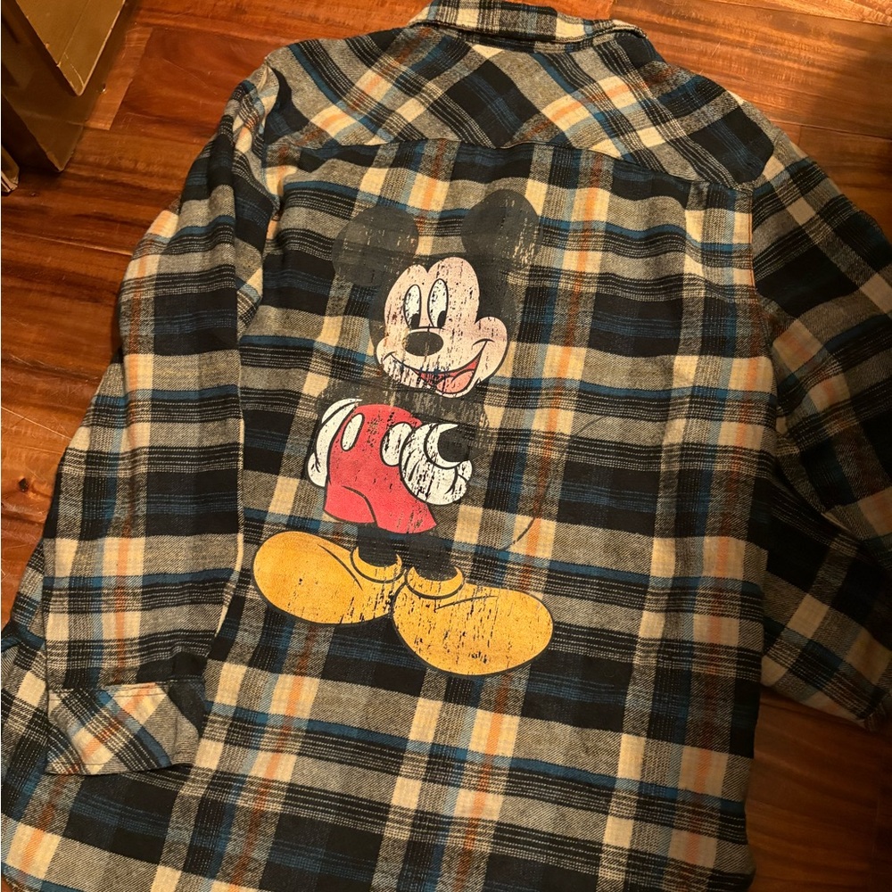 Burnside Mickey Mouse Flannel Shirt | Disney Y2K Graphic Back (0951)